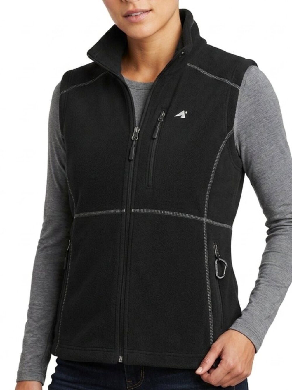 Zip-Up EMS Eastern Mountain Sports Black Fleece Vest Size L Large